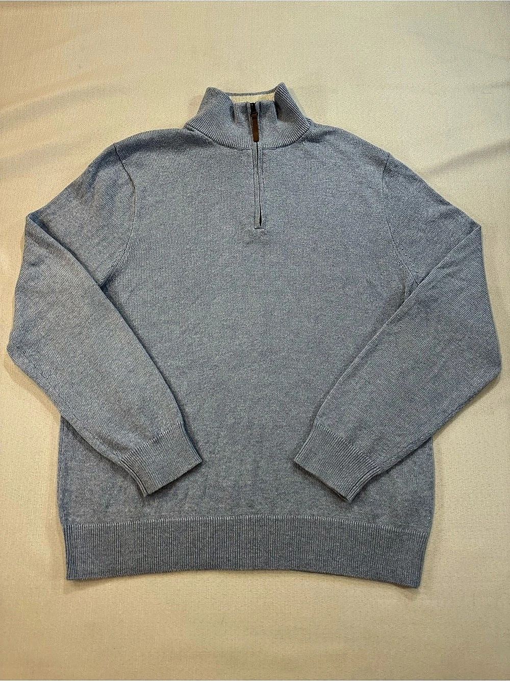 J.Crew Men’s Light Blue 100% Cotton Quarter-Zip Sweater M